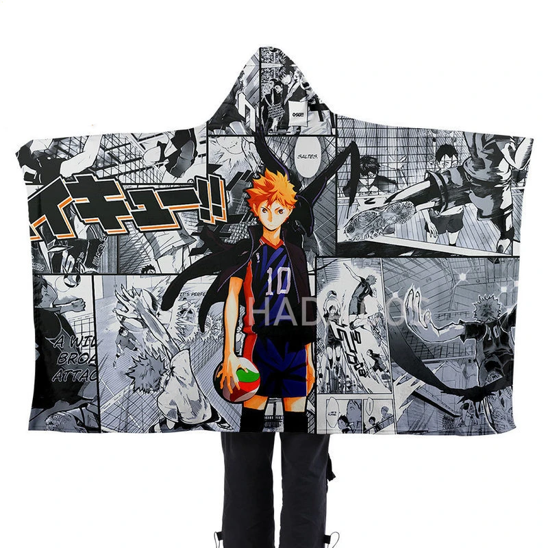 Модное домашнее пончо для дома Haikyuu! Японское одеяло с капюшоном мальчиков и