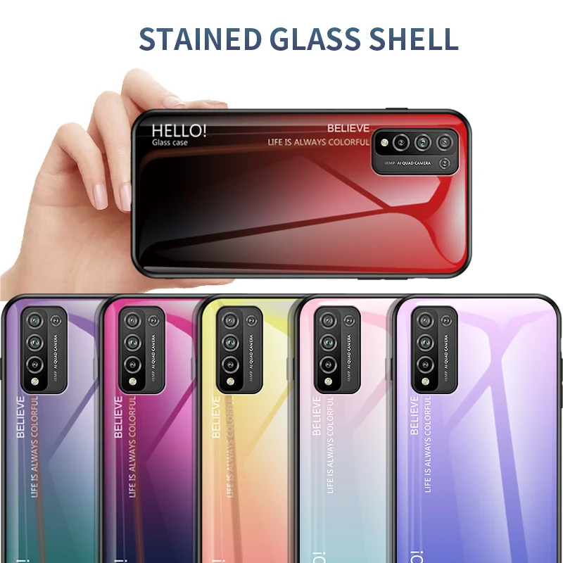 

Gradient Color Tempered Glass Case For Honor 10X Lite Case Silicone Frame Hard Plastic Back Cover For Huawei Honor 10X Lite