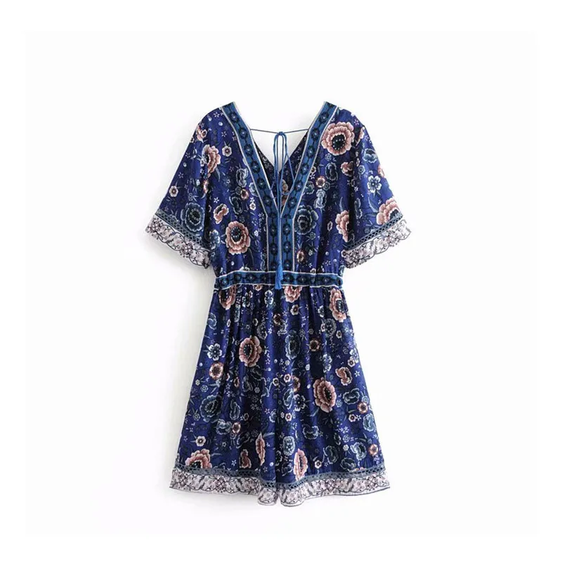 

fashion women's clothing European American style printed ethnic style cool split jumpsuit Vintage casual slim wide-leg pants