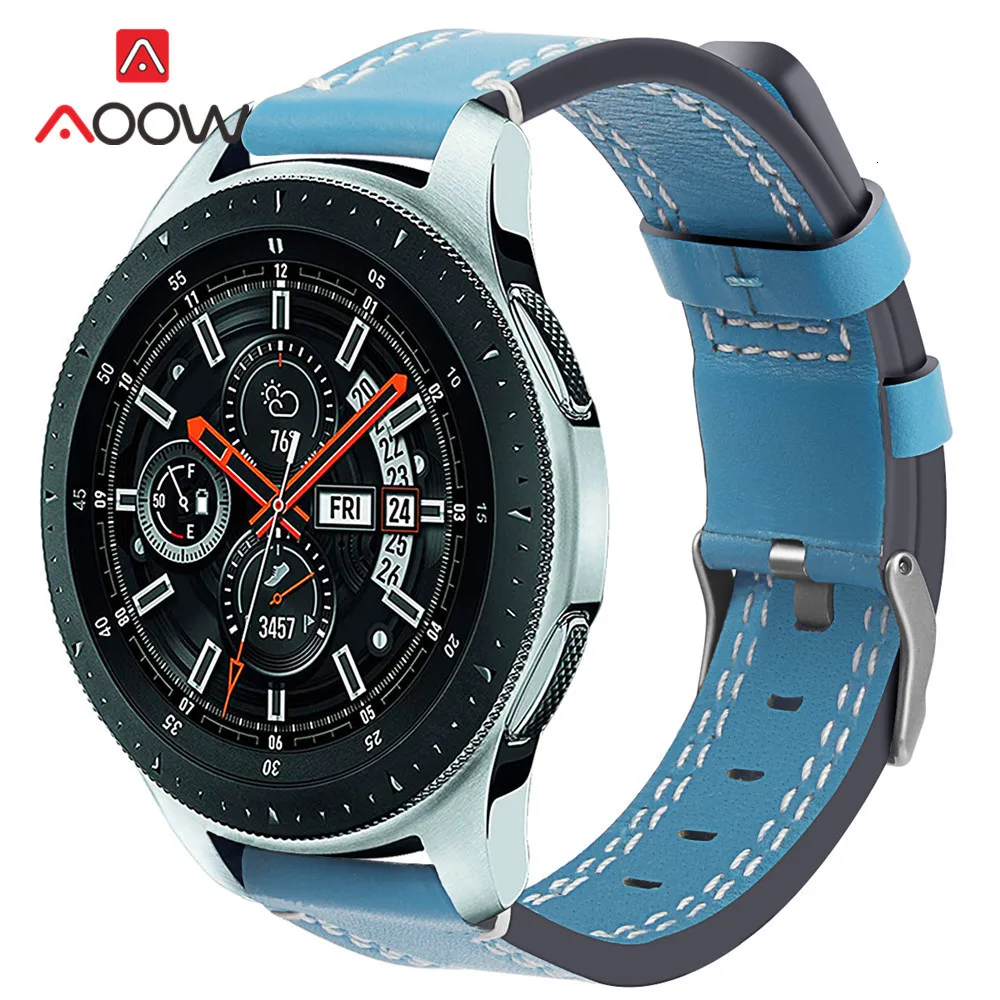 22 мм ремешок из натуральной кожи для samsung Galaxy Watch 46 мм gear S3 huawei GT Amazfit Stratos Pace Line быстросъемный браслет