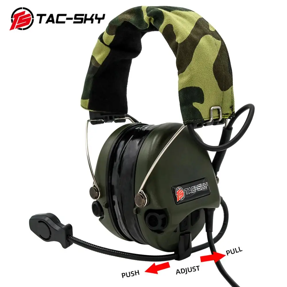 TAC-SKY SORDIN Silicone Earmuffs Noise Reduction Pickup Hunting Headset Tactical Shooting Headset + Military Adapter U94 PTT