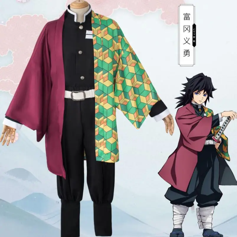 Anime Kimono Cosplay Demon Slayer Tomioka Giyuu Costume Kimetsu no Yaiba Men Adult Kids Uniform