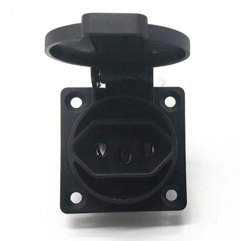 Черная круглая крышка 50*50 мм бразильская 2P + E наружная розетка IP44 20A 250 В