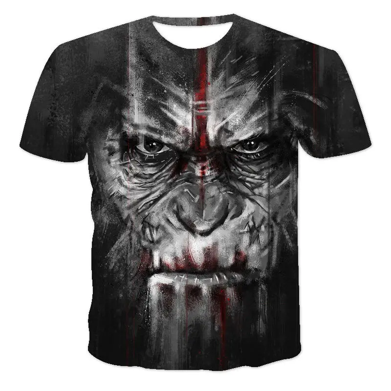 

2021 Spring And Summer Short-Sleeved Men's 3D Personality Printed Round Neck T-Shirt Men's Ice Silk Large Size Short-Sleeved