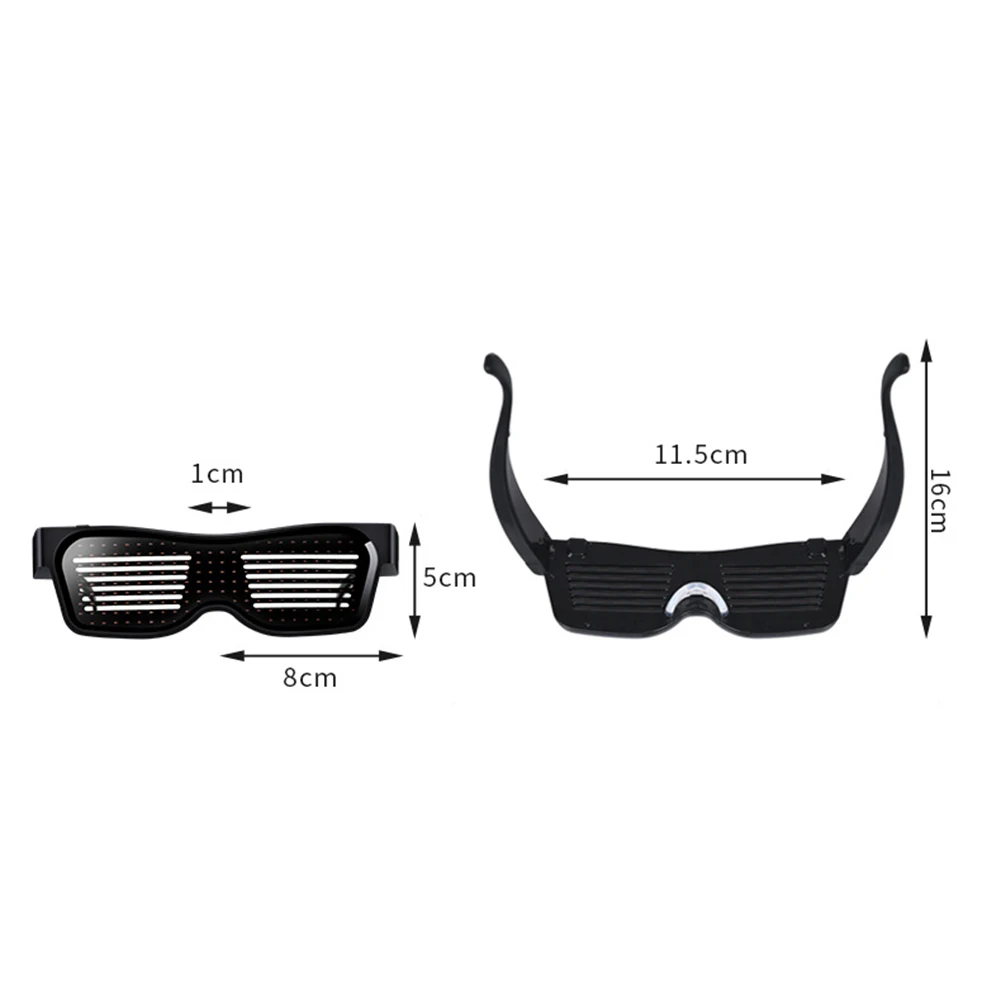

Flashing Glasses Bluetooth Control Application Editable Text DIY USB LED Glasses Bright Light Party Festival Glow Sunglasses