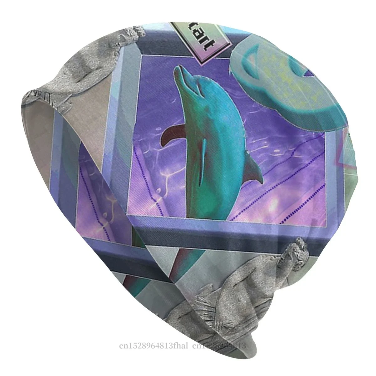 

Bonnet Hats Vaporwave Aesthetic Meme Retro Men Women's Skullies Beanies Hat Dolphin Explores Winter Warm Cap Street Caps