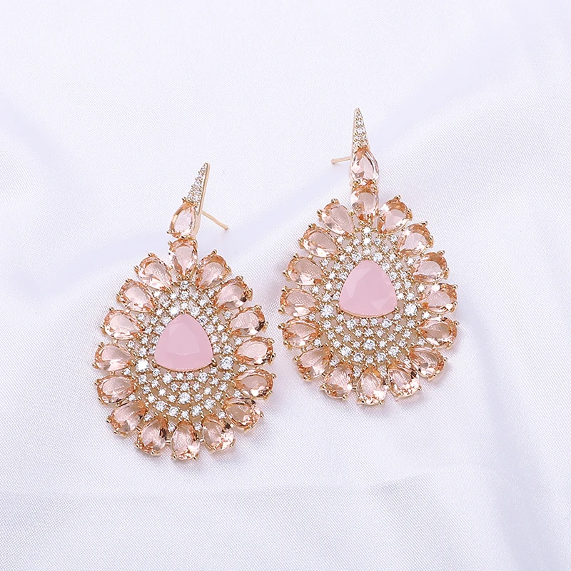 Серьги-подвески женские с фианитами и кристаллами | Украшения аксессуары