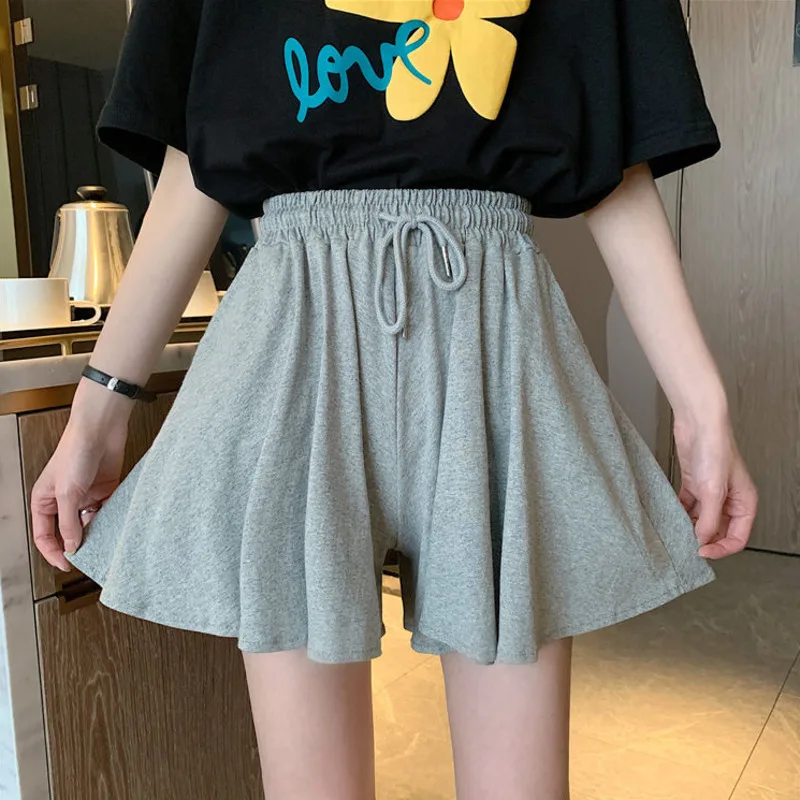 

Women Summer Shorts Casual Loose Wide Leg Shorts Elastic Waist Vintage Short Culotte Plus Size Female Harajuku