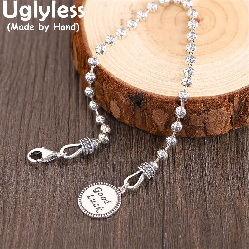 

Uglyless GOOD LUCK Medals Charm Bracelets for Women Thai Silver Beads Bracelets Real 925 Sterling Silver Jewelry Gifts Bijoux