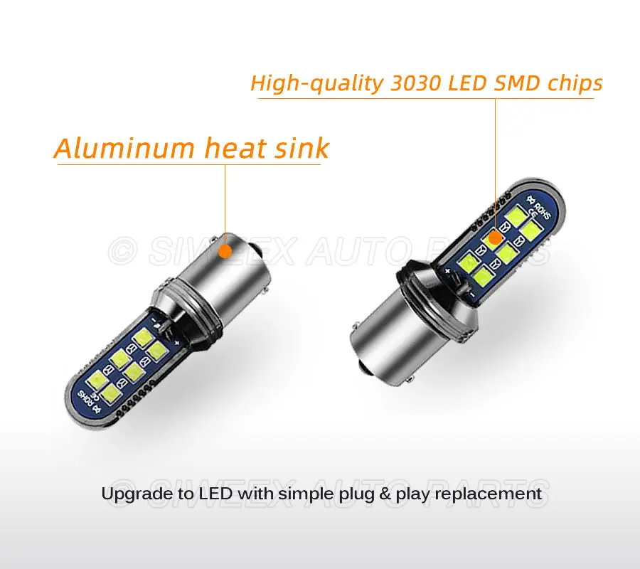 

2 Pcs 1156 BA15S 1157 BAY15D 7440 7443 3156 3157 12 SMD 3030 Led Car Bulb Turn Signal Lights Brake Tail Backup Lamp White DC 12V