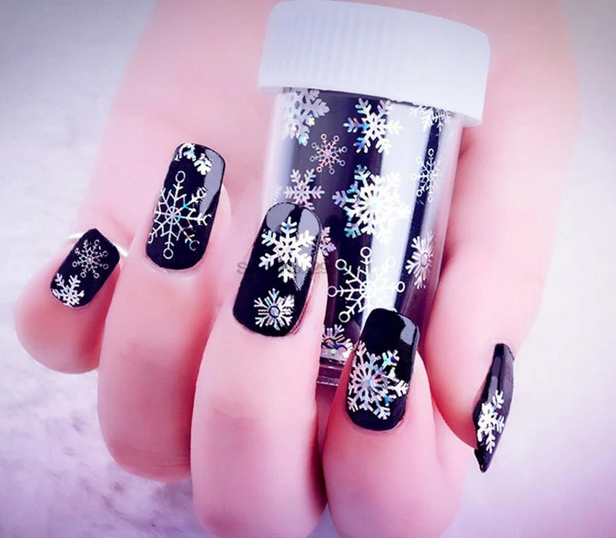 Наклейки для ногтей 500 шт. цветные Слайдеры дизайна снежинок полировка фольгой