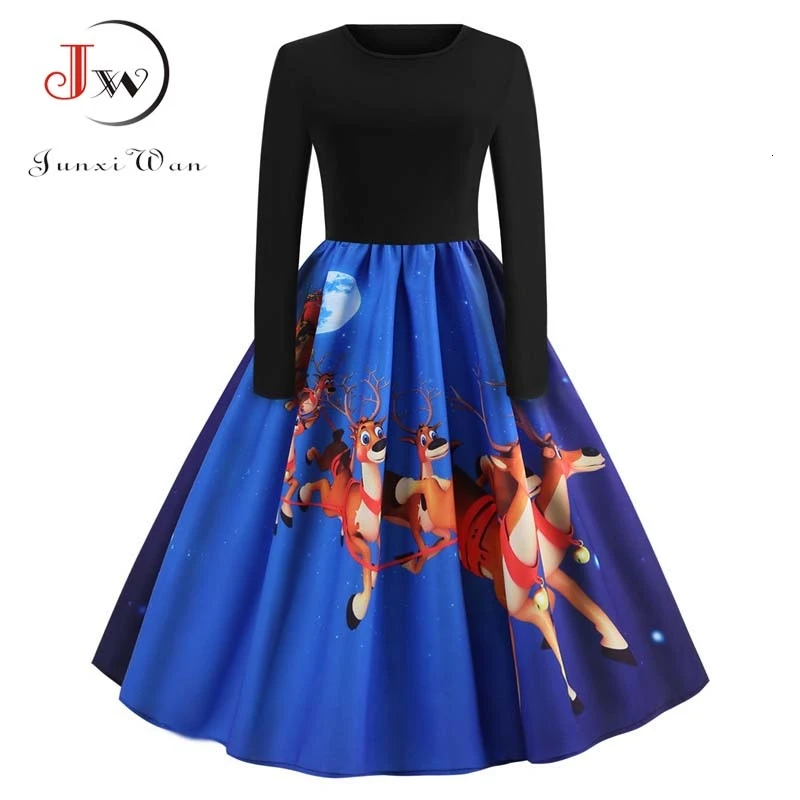 Винтажные вечерние платья женское элегантное рождественское платье с принтом