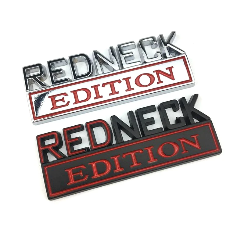 

1pc 8x3cm Metal REDNECK EDITION Logo Sticker Leaf Plate Labeling Badge Off-road Tefitting Side Door Pasting Vehicle Emblem