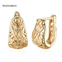 rolilason latest pattern totem 925 gold hollow hoop earrings for mothers birthday party fashion je1211