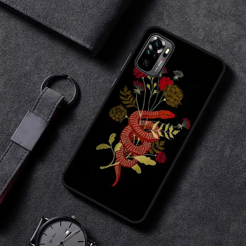 

Animal Snake and Flower Phone Case For Xiaomi redmi mi note 9 9a 8 8a 10 9 9s 8 8t 7 9t 10 pro max cover