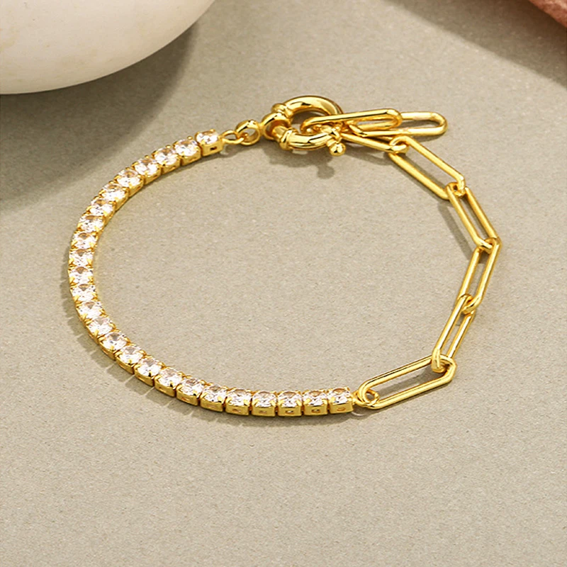 

Amaiyllis S925 Sterling Silver Simple Retro Zircon Bracelet Light Luxury Adjustable Chain Bracelet For Women Jewelry