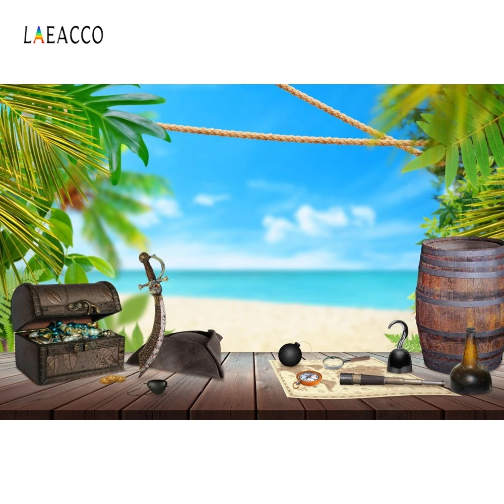 Фотофоны Laeacco с тропической деревянной доской ювелирные изделия пиратский фон