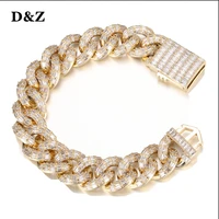 %c2%a0dz new 16mm iced out baguette prong cuban link bracelet spring buckle fashion heavy miami cuban chain necklace hip hop gift
