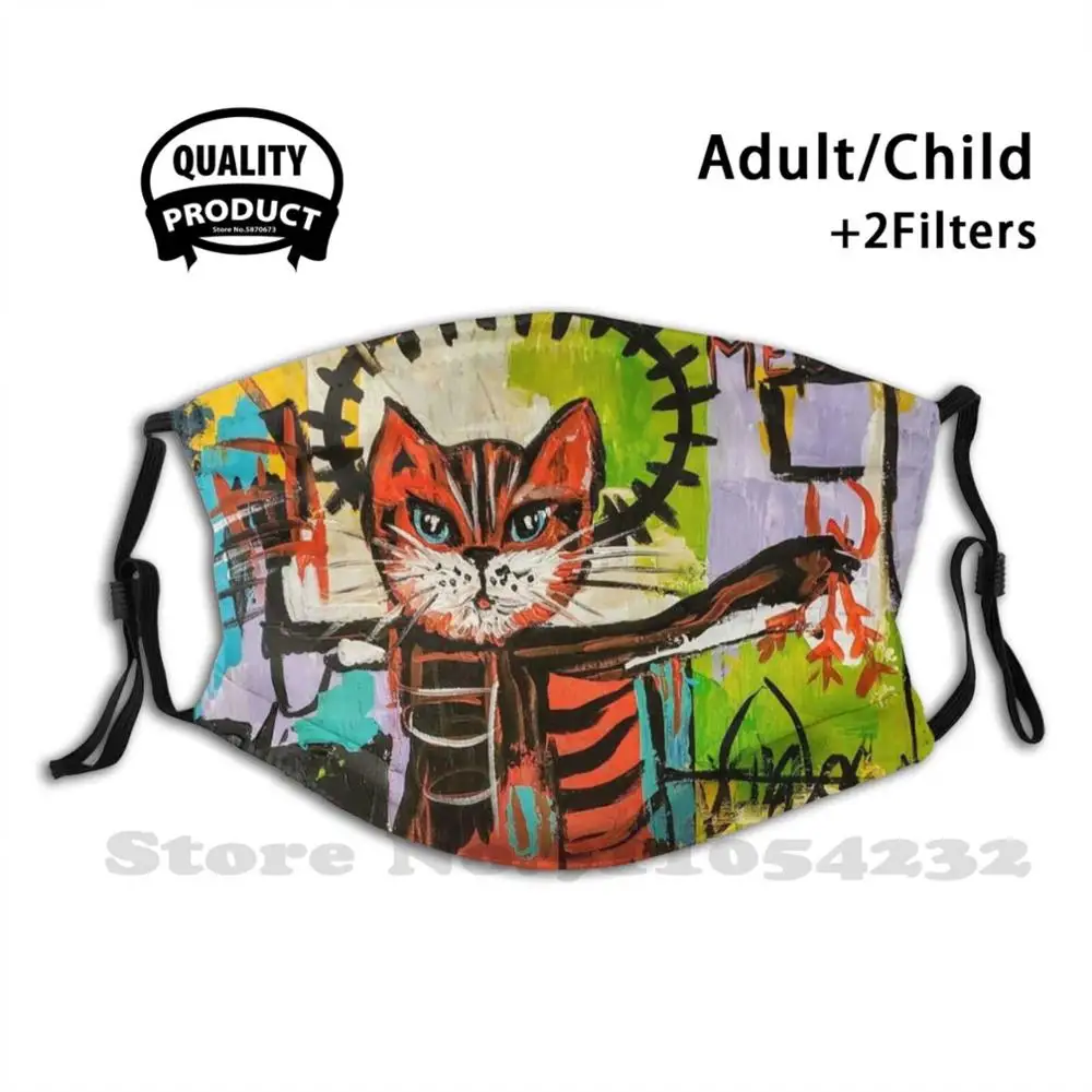 

Cat Angel Breathable Mouth Mask With Filter Basquiat Cat Street Art Banksy Angel