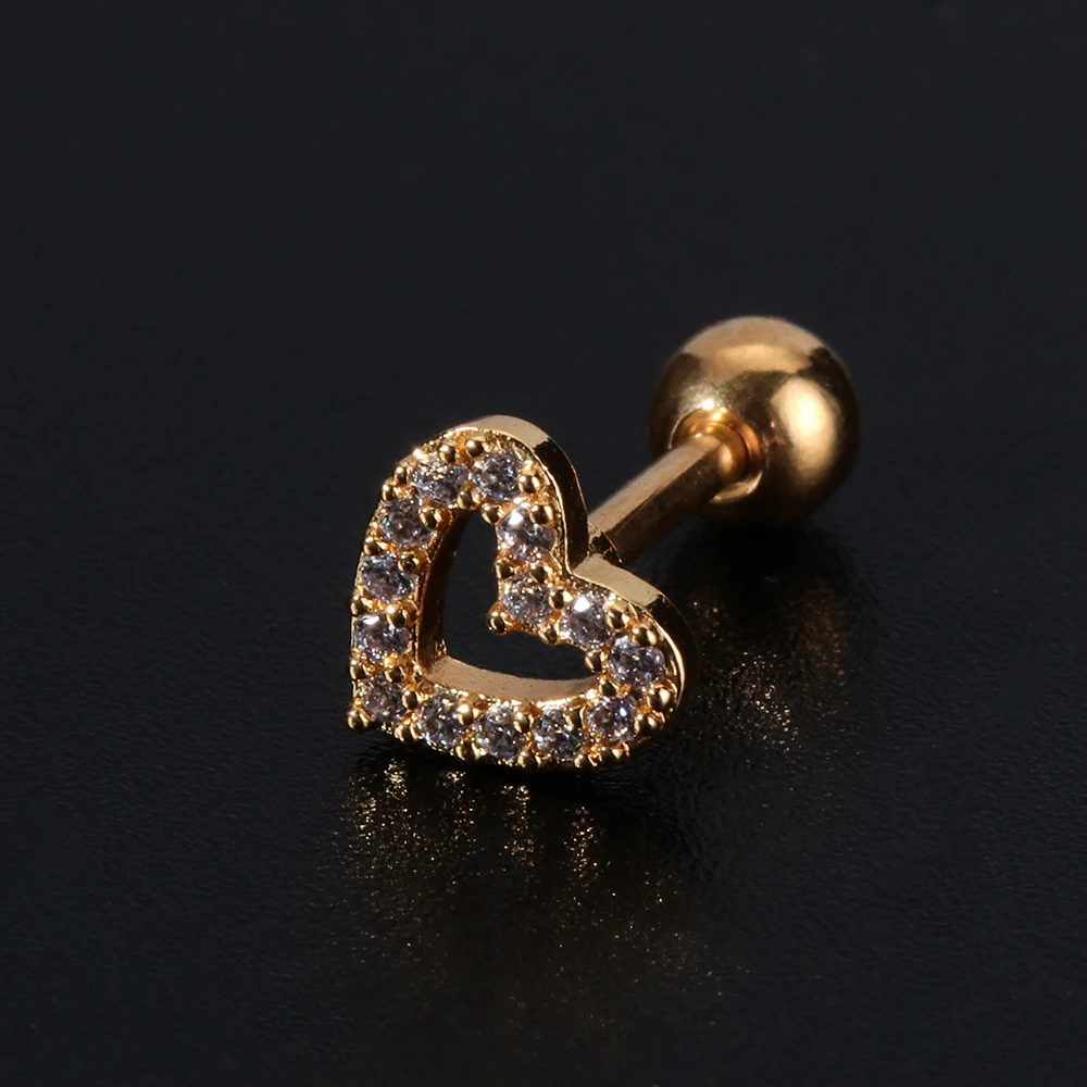 1 шт. новая мода серебро золото цвет CZ пирсинг в виде звезды луны сердца хрящевая