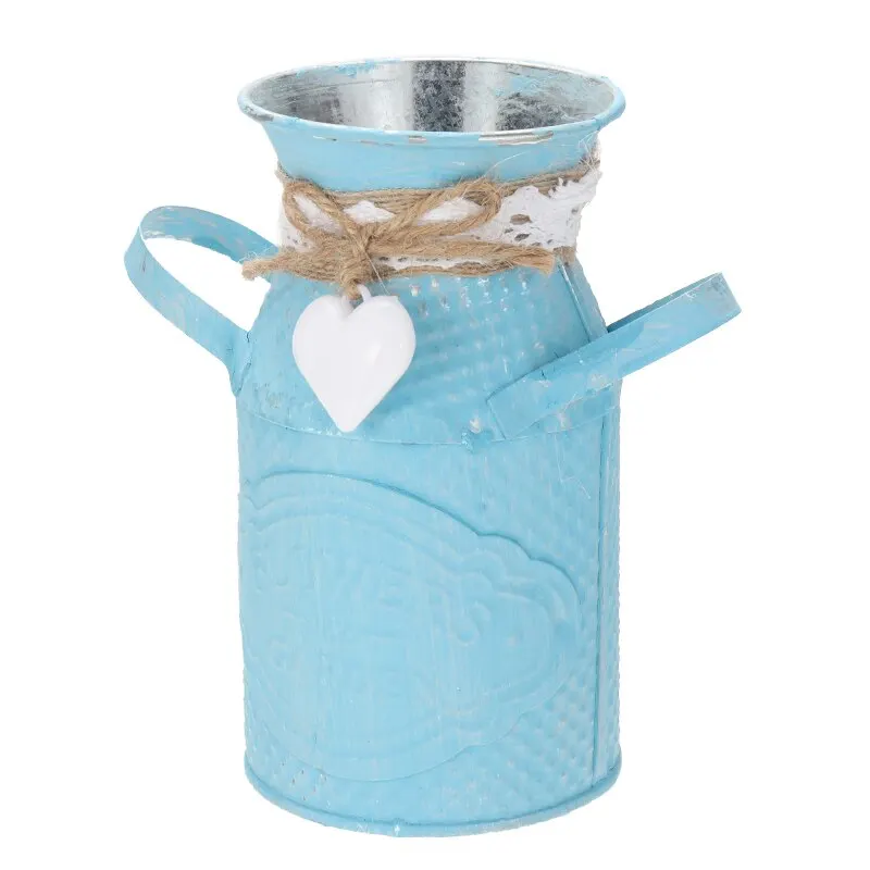 Ваза для цветов домашняя Цветочная композиция металлическая винтажная потертая