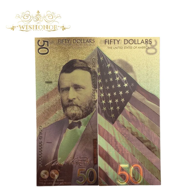 

Top Selling 10pcs/lot America Banknotes 100 Dollar Banknotes in 24k Gold Plated Fake Money Gold Plated Business Gift
