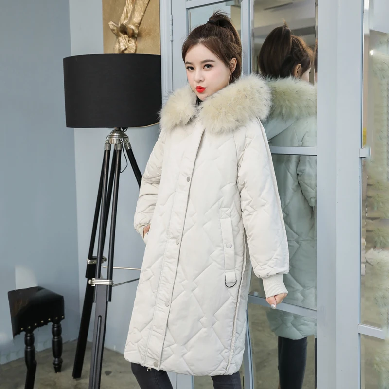 Winter jacket 2019 high quality female solid truffle Black Beige Parka tights |