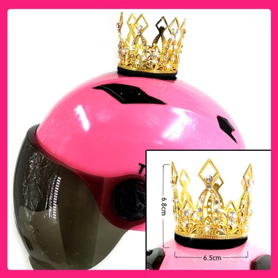 

Женский шлем для девочек, корона, ручная работа, мотоцикл, электрический велосипед, металлический шлем, декор, ручное украшение в виде короны, аксессуары для шлема