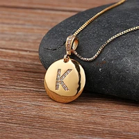 2021 new 26 letters top quality women girls initial letter necklace gold color letters charm necklaces pendants copper jewelry