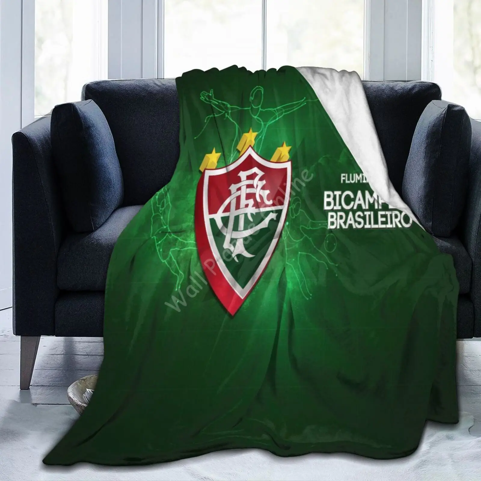 

Fluminense RJ Football Club Logo Print Flannel Blanket Soft Cozy Custom Throw Blanket for Home Office Travel Camping Airplane