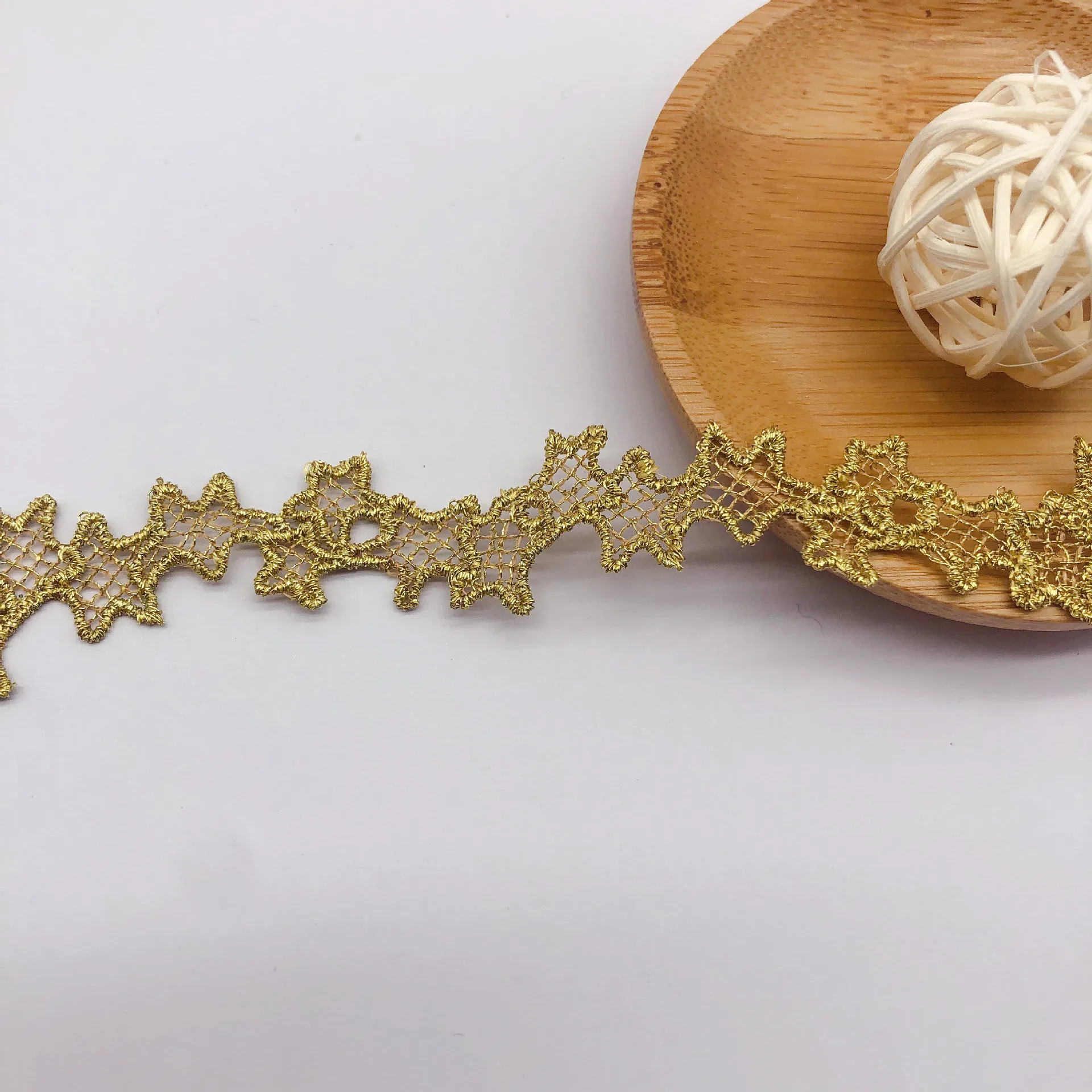 1 ярдов новая золотая кружевная ткань 5 см звезда кружево воротник хлопок отделка