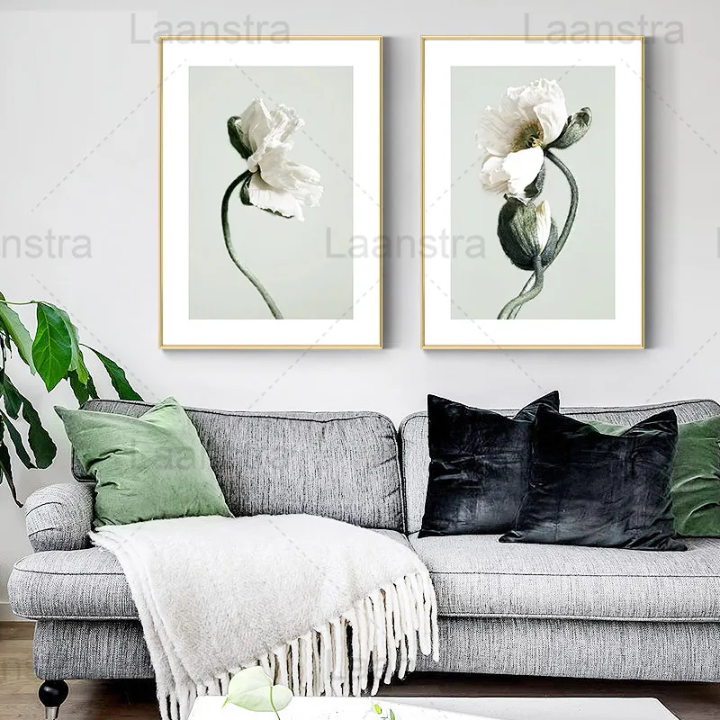 

White Flowers Home Decoration Painting Plant Still Life Living Room Wall Canvas Poster Natural Fresh Bedroom Prints and Pictures