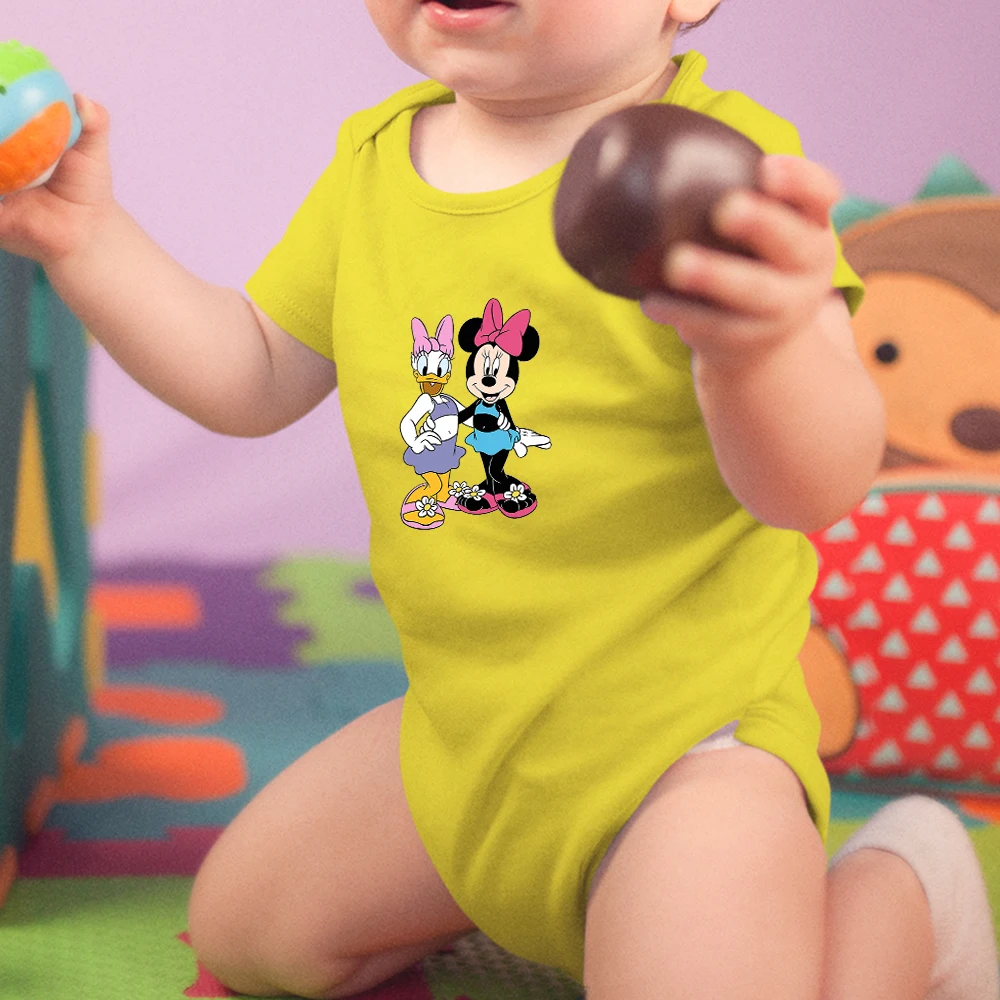 

Minnie Mouse and Daisy Duck Print One-Pieces Baby Romper Round Neck Toddler Bodysuit 0-24M Baby Clothes For Twins Boy And Girl