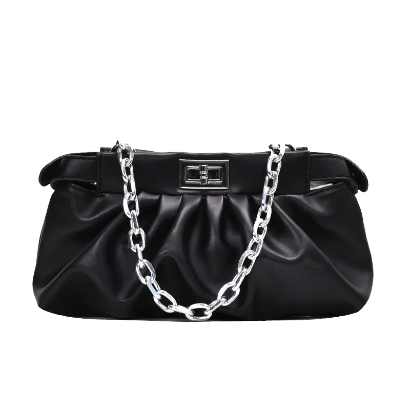 

Hand Bags For Women 2020 Vintage Chain Shoulder Bag Solid Color Summer Crossbody Bag Lady Cloud Pouch Female Soft Leather Clutch