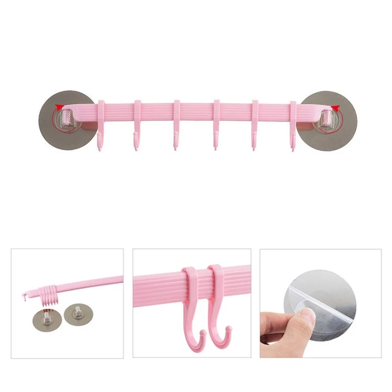 

Wall Mounted Bathroom Organizer Hooks Cupboard Storage Rack Shelf Bathroom Holder Key Hooks Towel Holder Kitchen Accessories