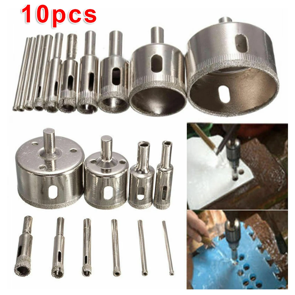 

10pcs Diamond Hole Saws Drill Bit Glass Ceramic Marble Tile Electric drill Cutting Opener Workshop