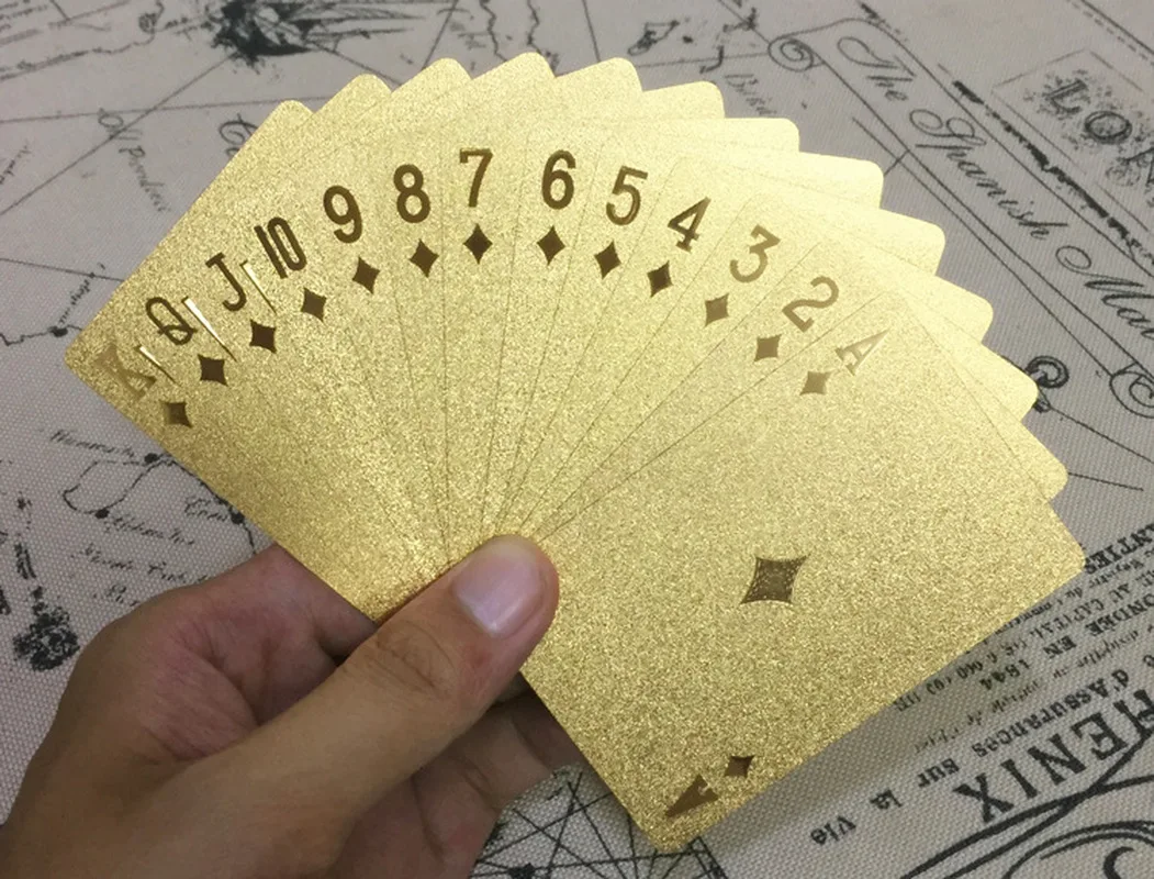 Пластиковые игральные карты водонепроницаемая Золотая покерная черная