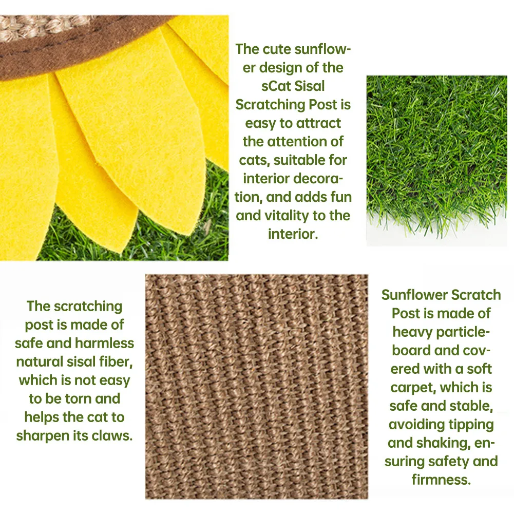 

Cat Scratch Board Toy Sisal Lovely Sunflower Shape Cats Scratching Post Toys Protecting Grind Claws Cat Scratcher Toy Mat