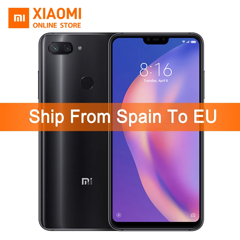 Смартфон Xiaomi Mi 8 Lite с глобальной версией, 4 ГБ, 64 ГБ, 6,26 дюйма, 19:9 экраном, восьмиядерным процессором Snapdragon 660, фронтальная камера 24 МП, Mi8
