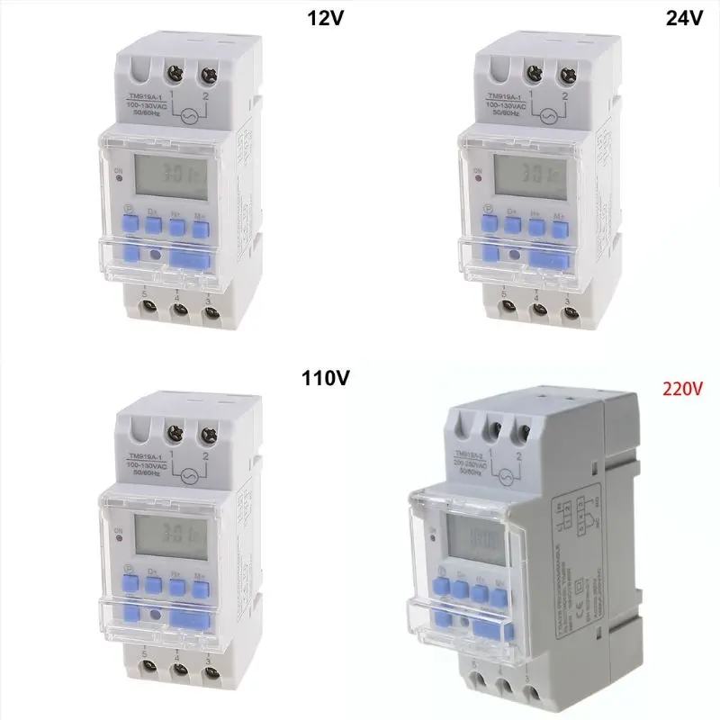 

12V/110V/220V Timer Switch Digital 7 Days 24 Hours Programmable LCD Display DIN Rail Mount Time Relay
