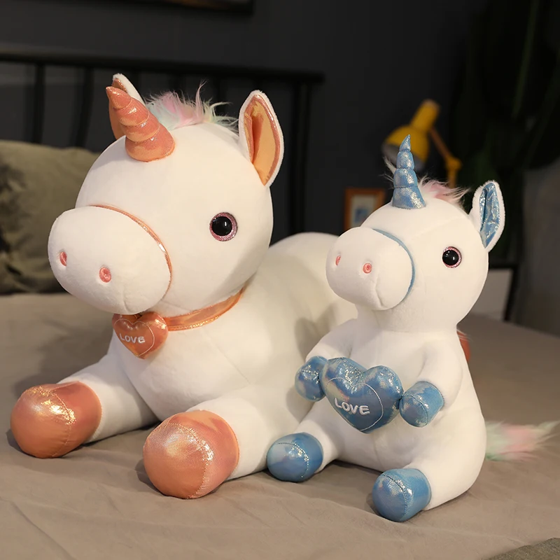 

Cute unicorn doll plush toy lying down sitting pony holding heart unicorn peluches pillow baby toys home decor holiday gift