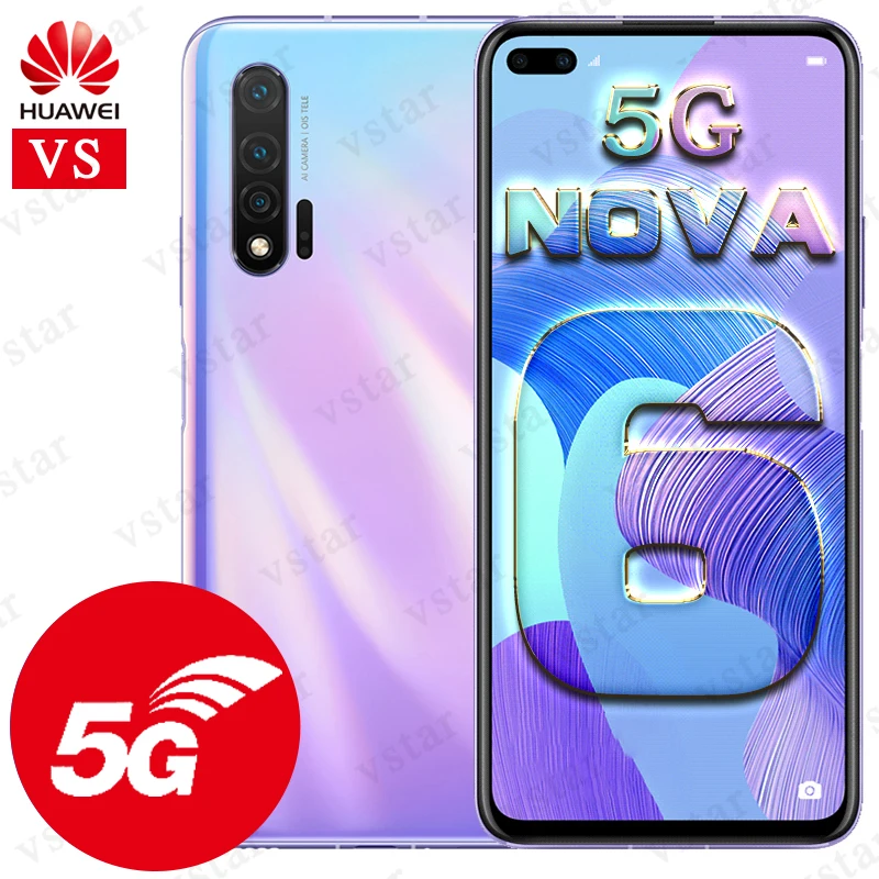 Оригинальный HUAWEI Nova 6 5G версия смартфона 57 дюймов Kirin 990 Balong 5000 Octa Core Android 10 0