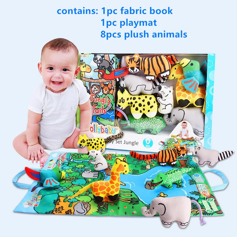 

Мягкая Книга с животными 1 шт., игровой коврик, игрушки с животными 8 шт. для малышей, для малышей, для младенцев, для детей 0-12 месяцев, развиваю...