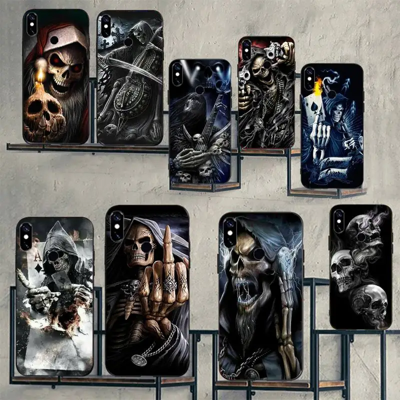 

Grim Reaper Skull Skeleton Phone Case For Xiaomi Redmi note 7 8 9 t max3 s 10 pro lite Luxury brand shell funda coque