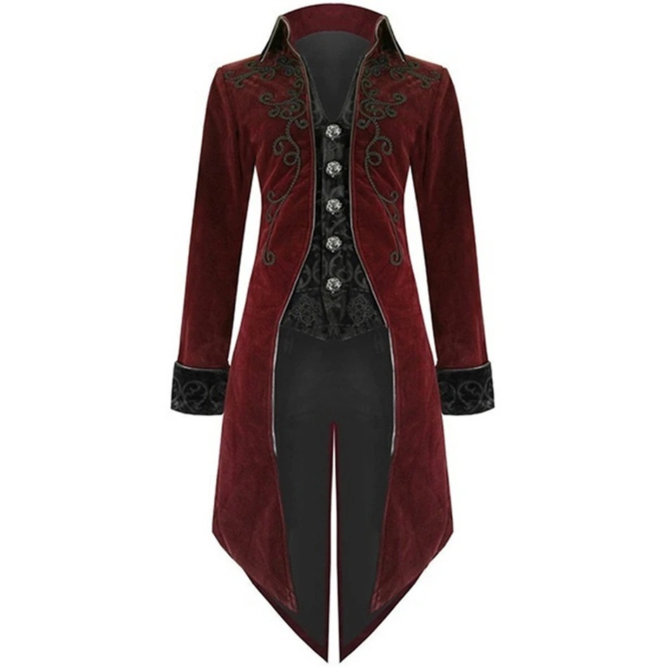 

2020 New Halloween Carnival Gothic Coat for Men Medieval Cosplay Mens Party Tuxedo Punk Adult Clothing Middle Ages Costumes