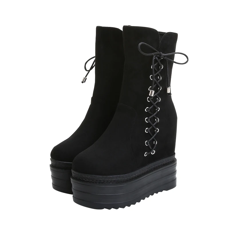 

Thick-soled Martin boots women 13 cm wedge super high heel plush short boots