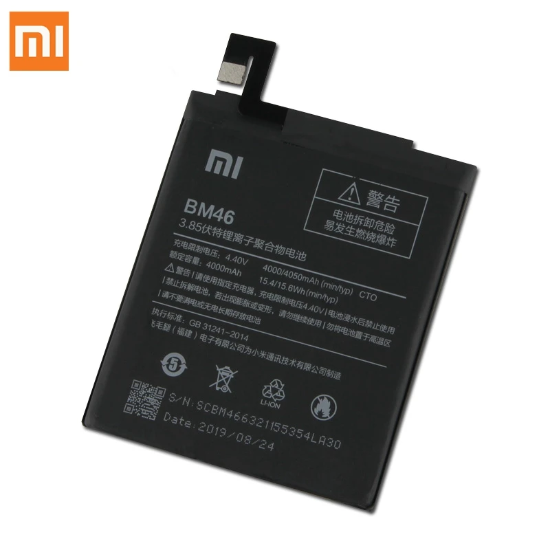 Оригинальная сменная батарея для Xiaomi Redmi Note 3 Hongmi Note3 Pro Redrice Note 3 BM46, настоящая батарея для телефона 4050 мАч