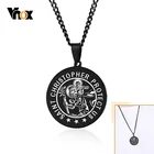 Vnox 'saint ожерелья для мужчин и женщин, черный дверные ручки из нержавеющей стали монета круглая подвеска, Христос, молитва ювелирных изделий с 24 