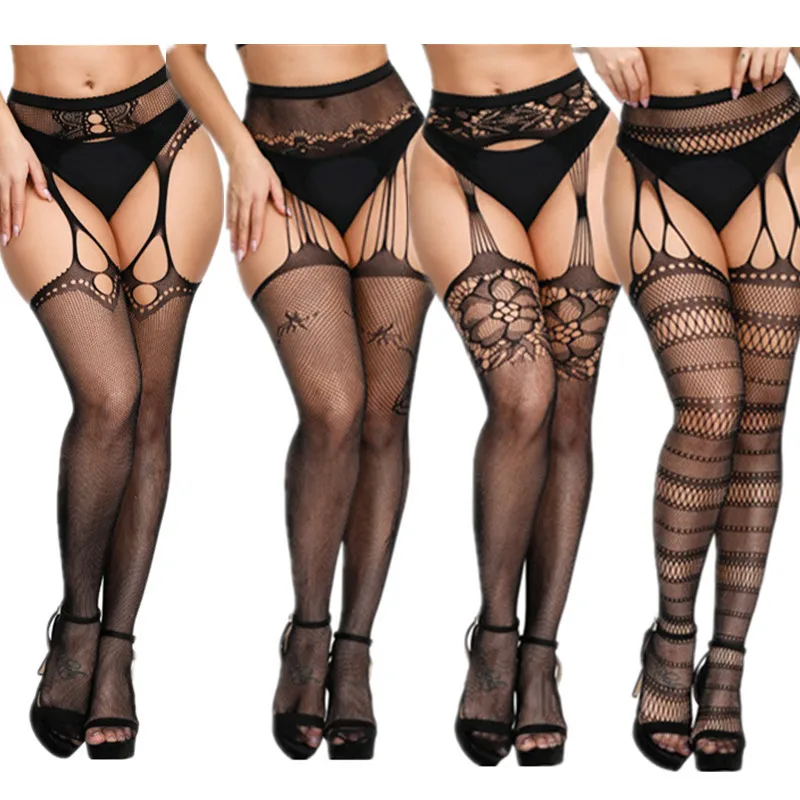 

New Plus Size Fishnet Stocking Sexy WomenTight Open Crotch High Waist Lingerie Garter Fishnet Pantyhose Crotchless Mesh Tight