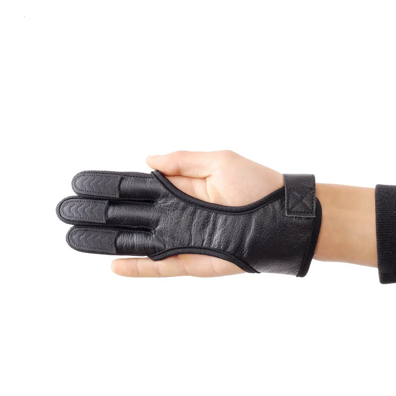 

Archery Protective Glove 3 Fingers Hand Leather Black Guard Glove Safety Archery Gloves for Recurve Compound Bow Shooting